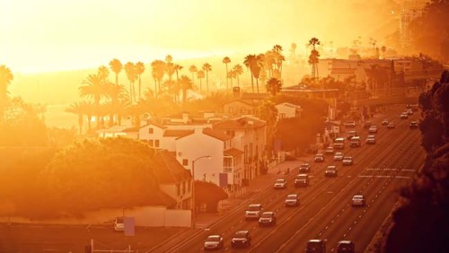 Sunset at Santa Monica, California