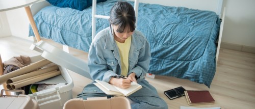 A person learning all about moving into their first college apartment.