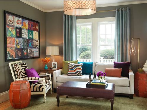 Gray room with bright colors