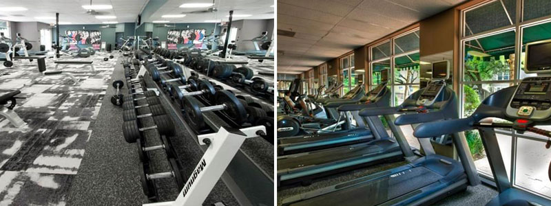 fitness center at post midtown square apartments