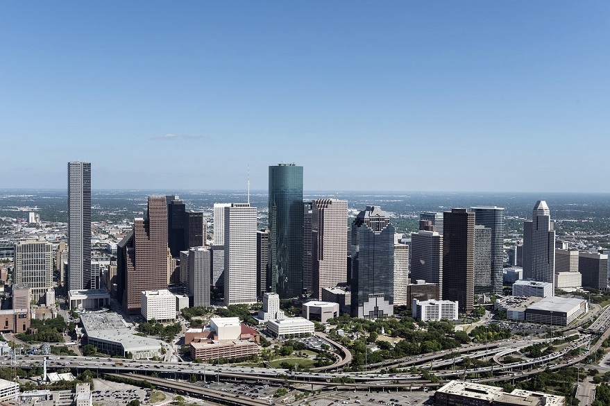 Aerial view of the Houston skyline