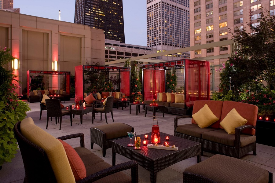 The Terrace at The Peninsula - open May through October, weather permitting. Image via The Peninsula Chicago Facebook Page.
