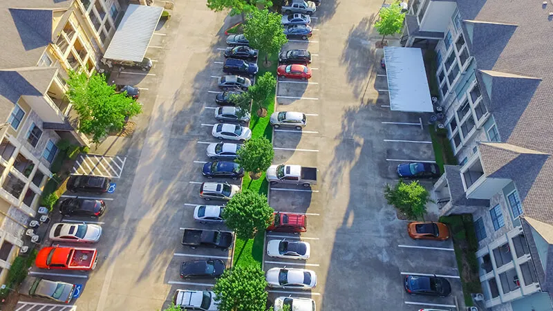 parking lot in an apartment building