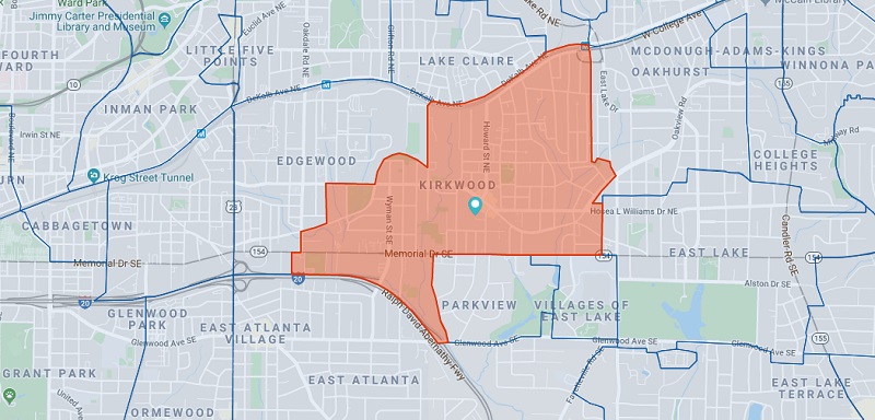 kirkwood neighborhood on map