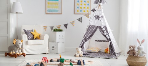 kids room with a tent