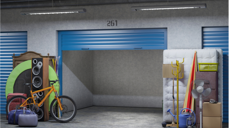 Self storage unit with possessions outside