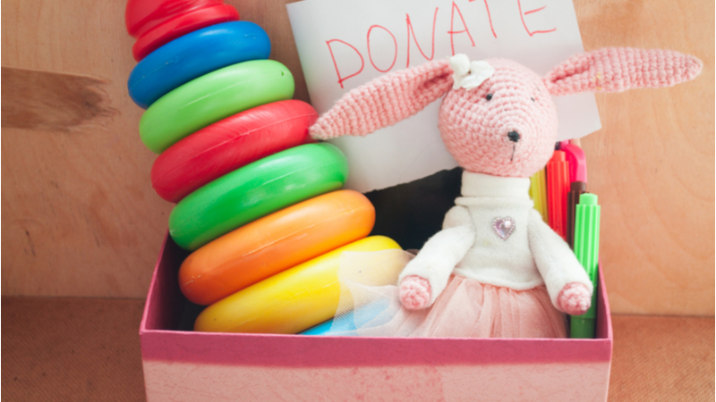 toys for donation in a box