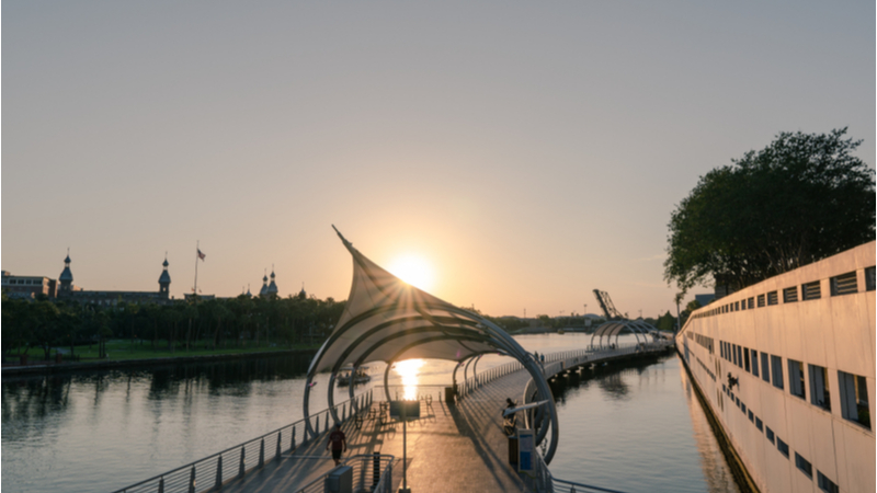 Tampa's Riverwalk at sunset