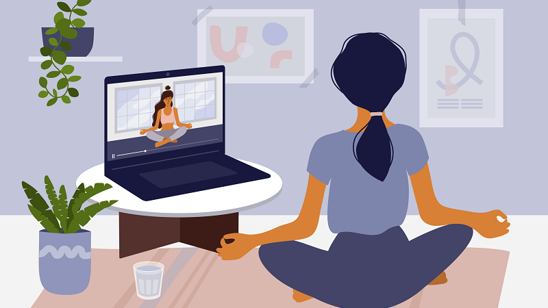 meditating yoga at home