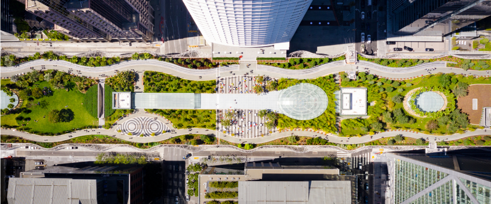 San Francisco Transit Terminal Rooftop Park, Downtown Aerial View During The Day
