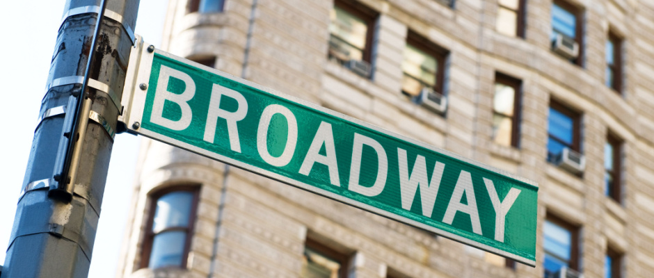 Famous Broadway street sign in Manhattan, New York CIty
