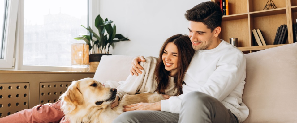 couple after adopting a pet