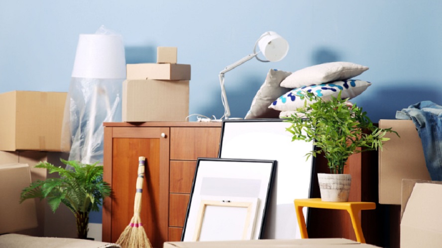 Packed Household Goods for Moving into a New House