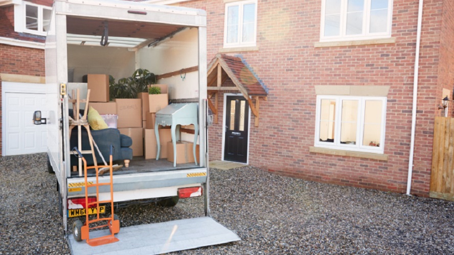 Removal Truck with Open Door Waiting To Be Unloaded