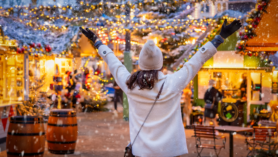 woman happy during holiday season