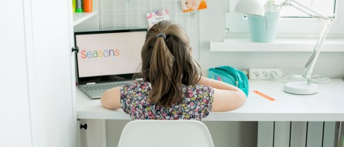 home schooled girl studying