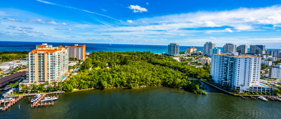 Aerial view of Bonnet House Museum and Gardens in Fort Lauderdale, FL