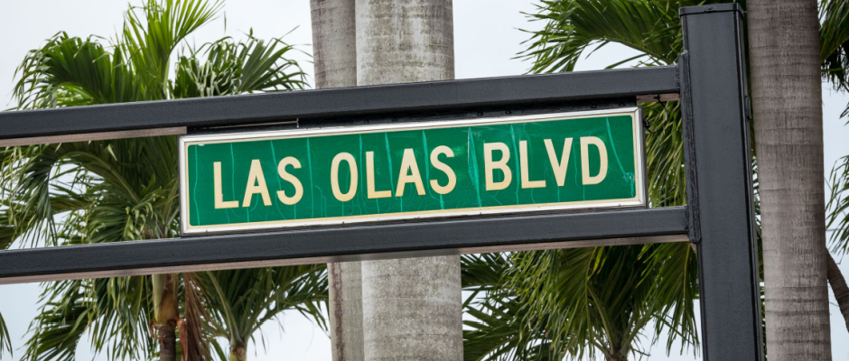 Las Olas Boulevard sign in Fort Lauderdale, FL.