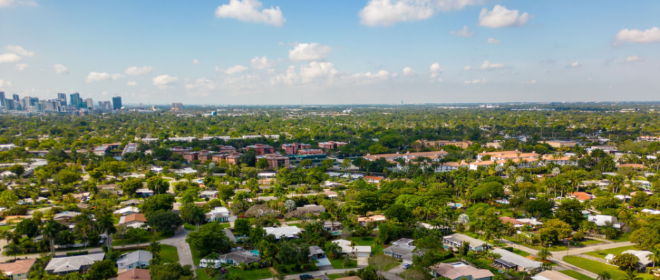 Aerial view of the Wilton Manors neighborhood in Fort Lauderdale, FL