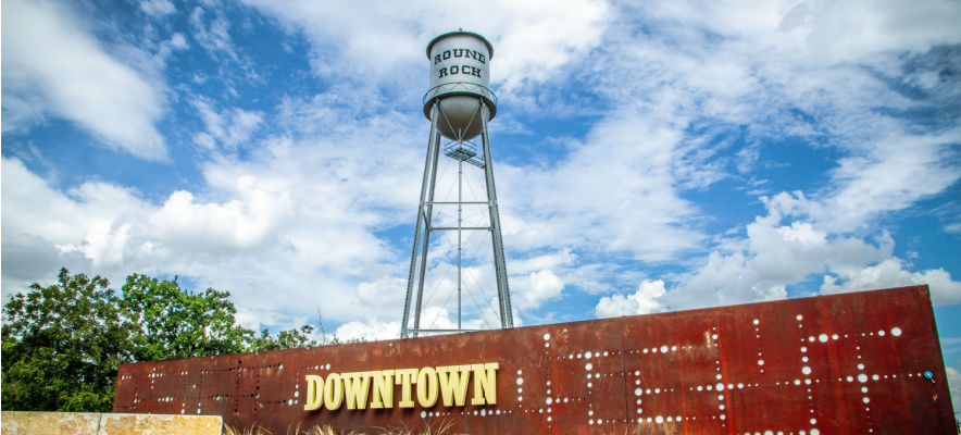 Round Rock, TX, downtown water tower