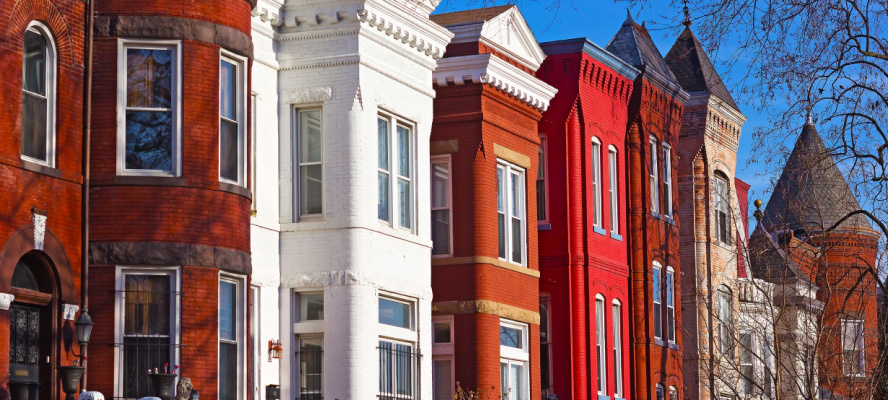 Row houses of Mount Vernon Square in Washington, DC
