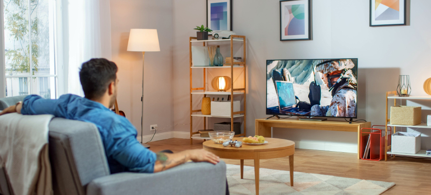 solo renter watching a movie 