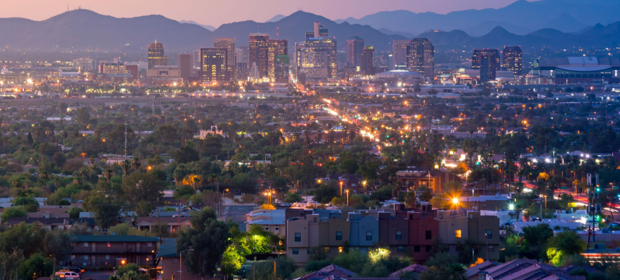 nighttime view of Phoenix, Arizona 