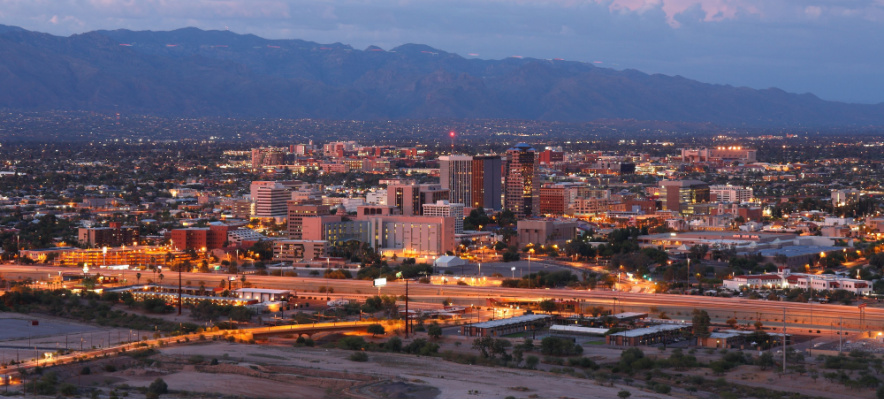 nighttime view of Tucson, Arizona 
