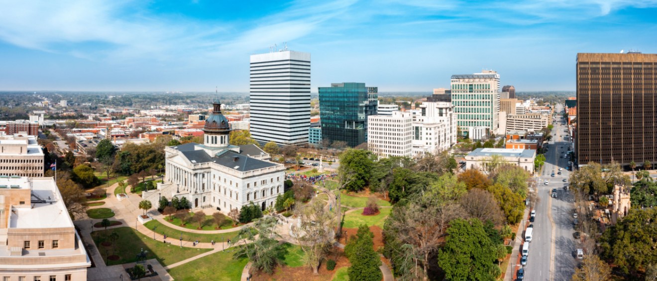 overview of a city in South Carolina