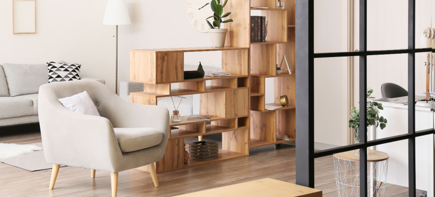 smart decorating an apartment with bookshelves