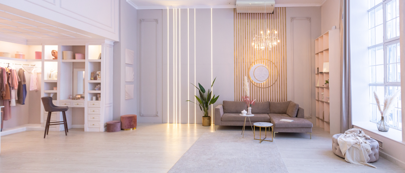 how to find affordable apartments - nice apartment with furniture and decorations in neutral tones with warm lighting