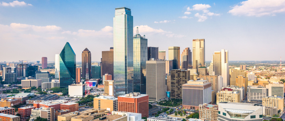 Dallas TX city skyline in the afternoon