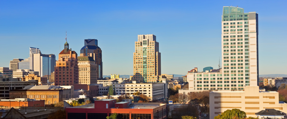 Downton Sacramento CA skyline on a sunny day.