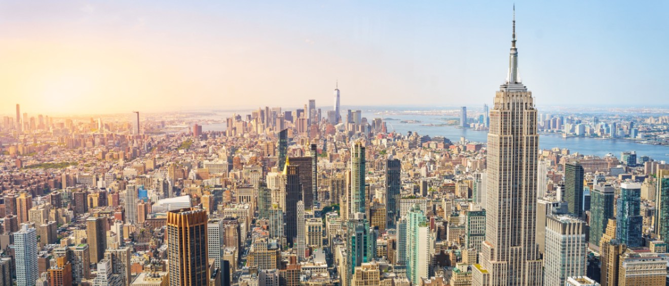 panoramic view of New York City and apartments in Queens
