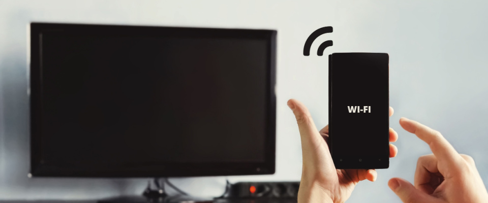 Connectivity between smart TV and smart phone through Wi-Fi connection in a rental apartment.