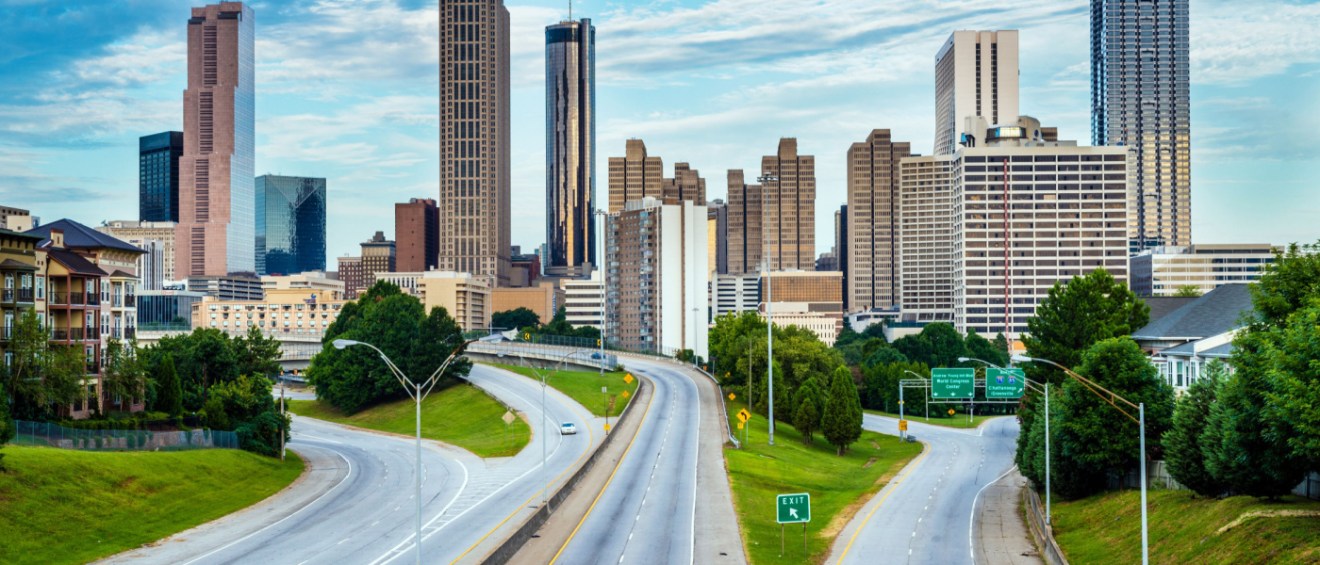 Downtown Atlanta skyline with skyscrapers standing out