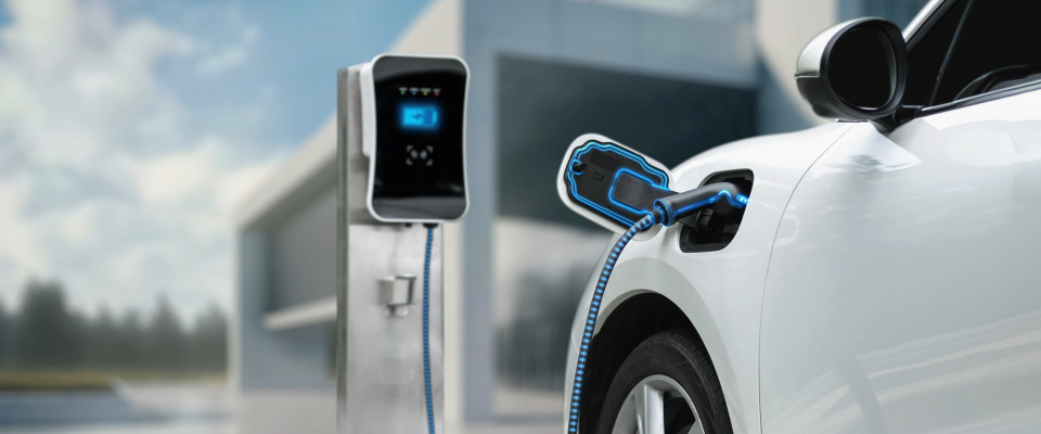 picture of a car at a electric vehicle charging station