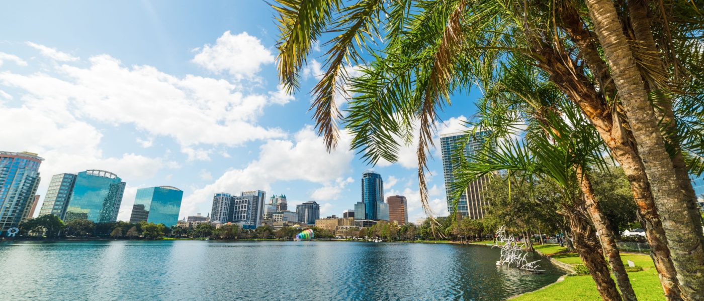 City view of Orlando, Florida, where apartment size is among largest in Florida.