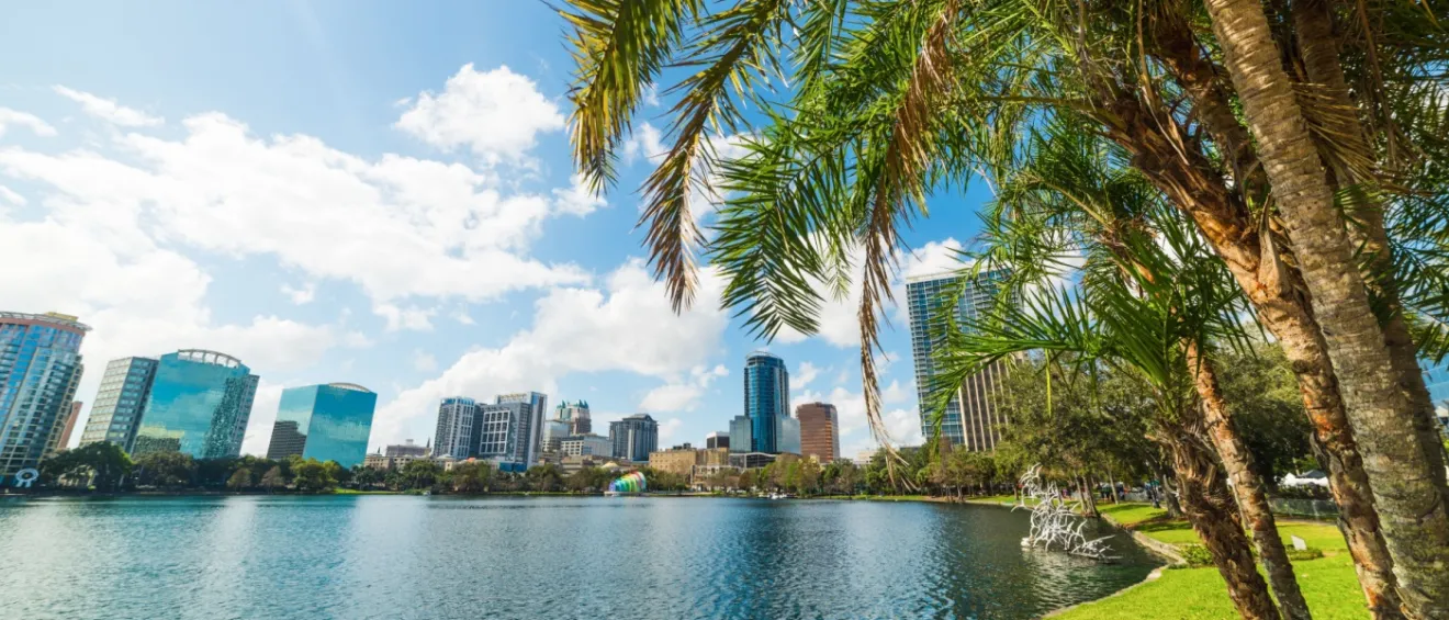 City view of Orlando, Florida, where apartment size is among largest in Florida.