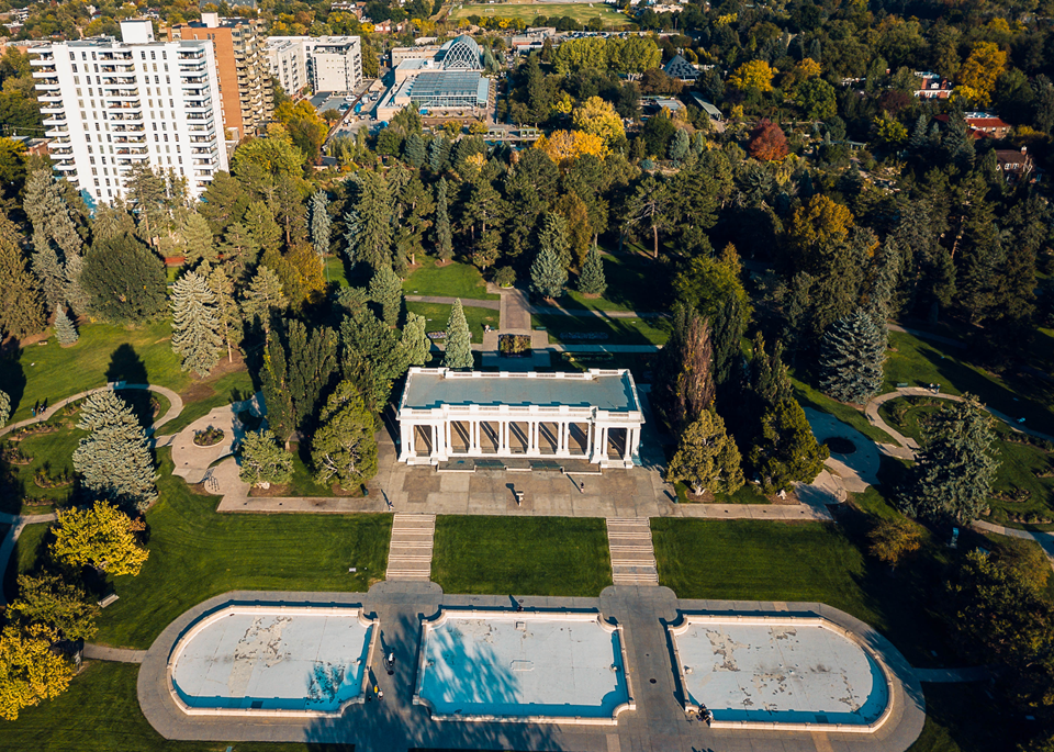 aerial view of the botanical gardens in denver