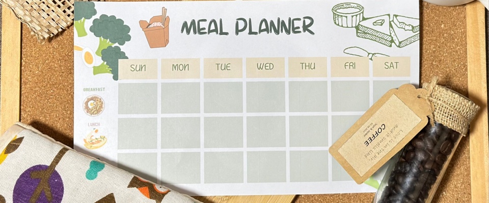 Picture of meal planning schedule. 
