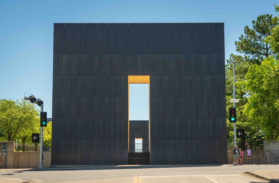national memorial and reflective pool in oklahoma city