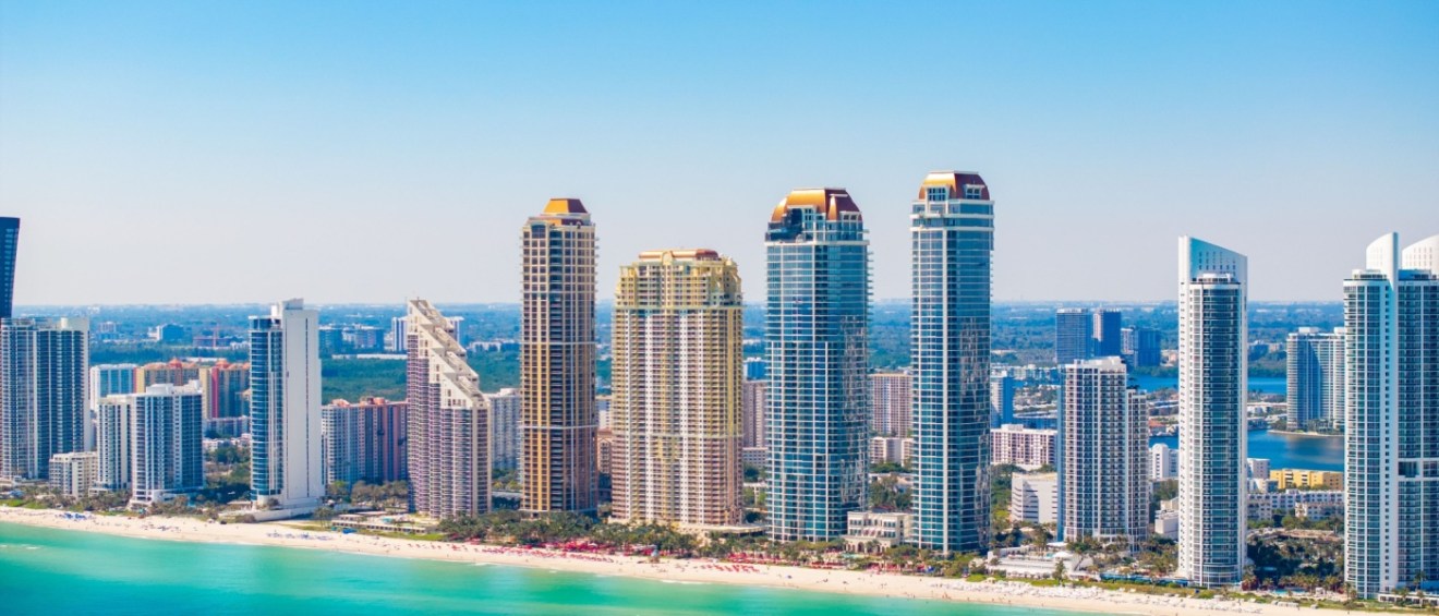 The shoreline at Sunny Isles Beach in Florida, in the Miami metropolitan area where apartment construction is booming.