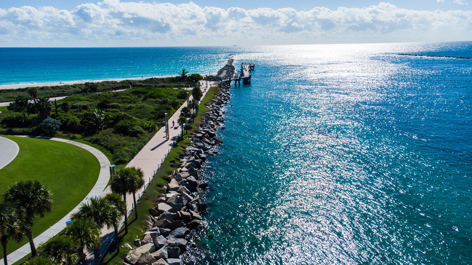 aerial view of south pointe miami