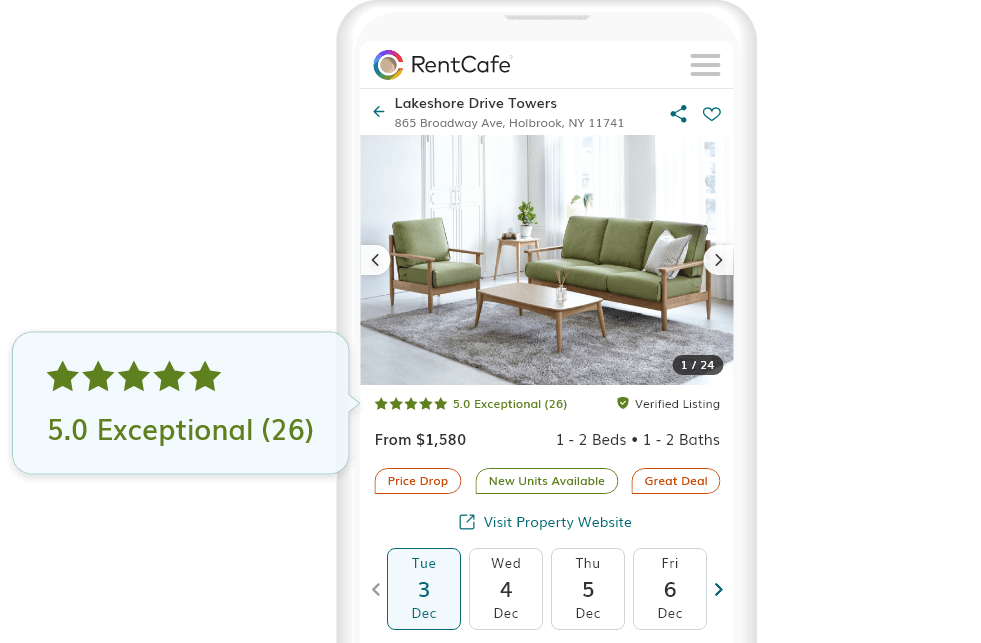 An image displaying a star rating system added to listings, with a row of stars visually representing the rating.