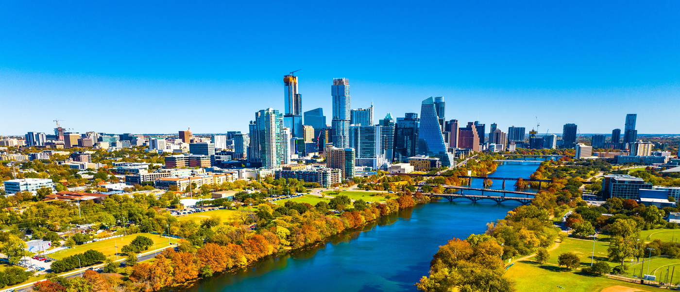 view of austin over water and bridge