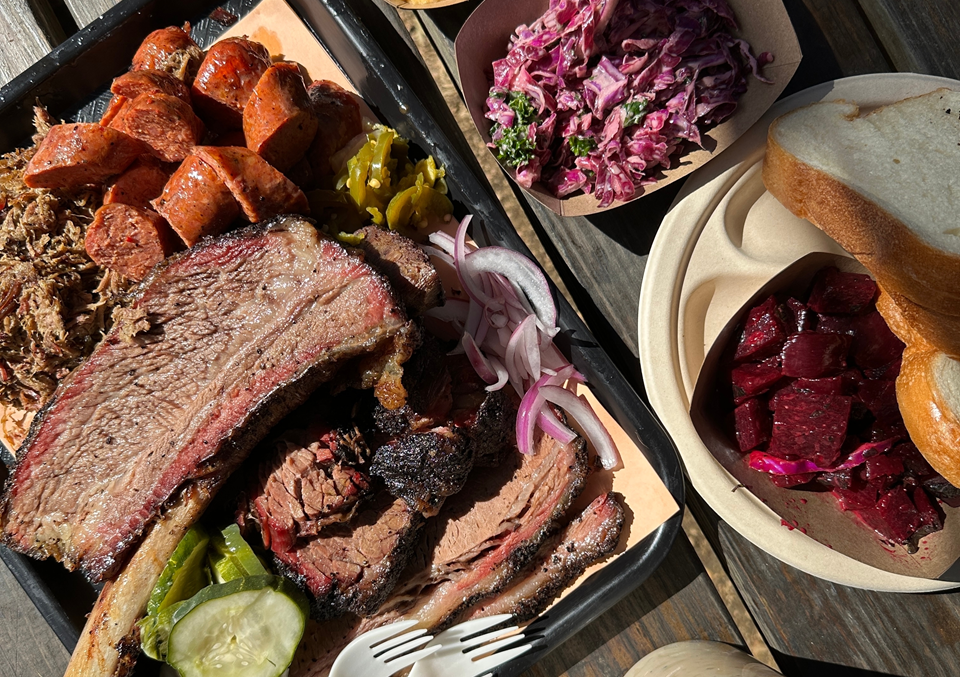platter of texas style barbecue specific of austin restaurants