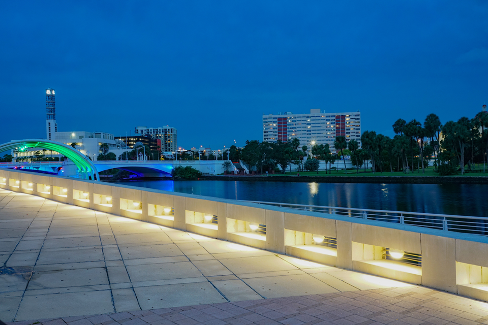 evening view of hillsborough river tampa