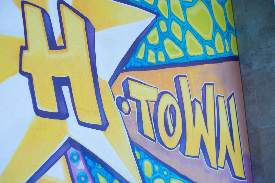 h town mural in downtown houston