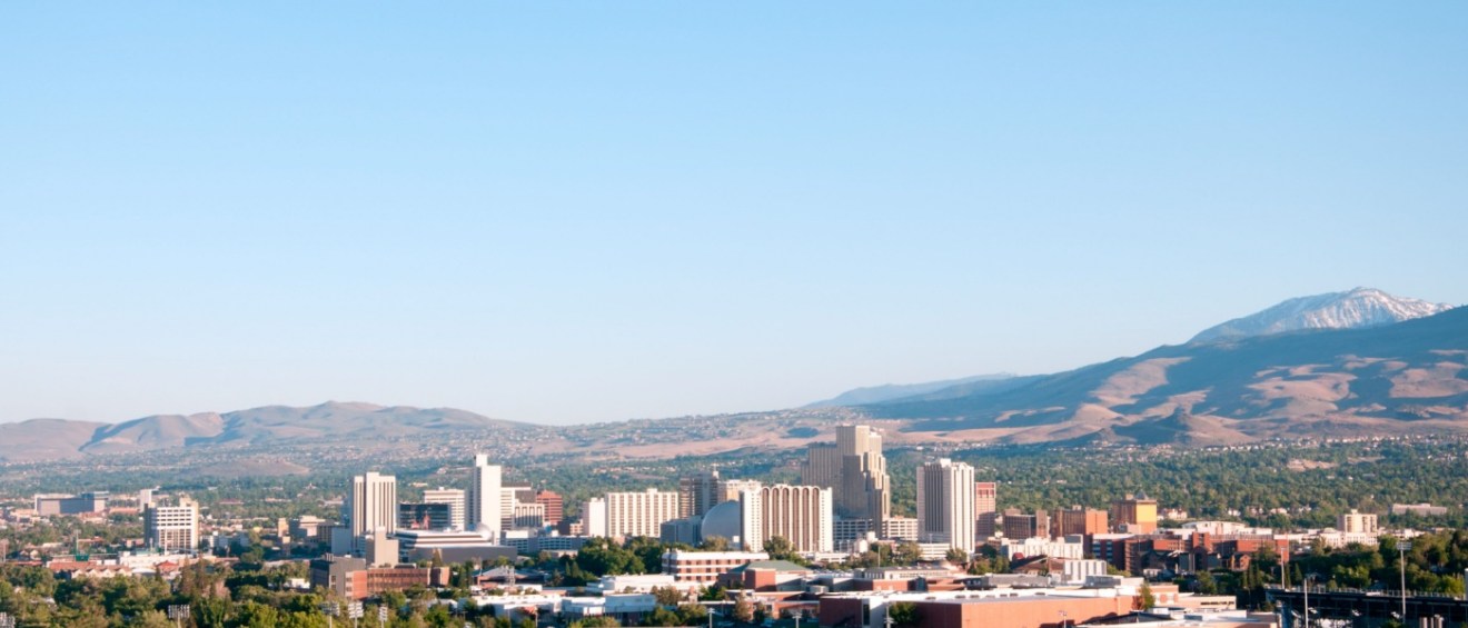 The skyline of Reno, NV, on a clear day.